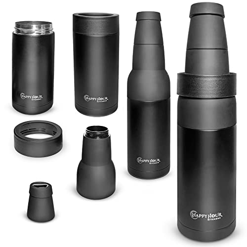 Beer Lovers Gifts Ideas Men and Women | 3-In-1 Bottle Cooler for Beer and Can with Opener | Double Walled Thermo Can Insulator to Keep Beverages Cold at BBQs or to Watch Sports 14oz - The Beer Connoisseur® Store