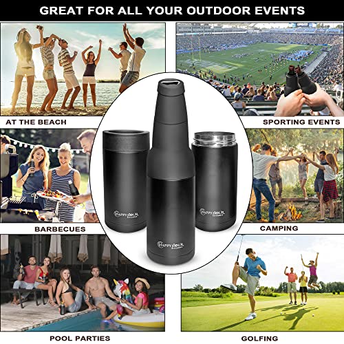 Beer Lovers Gifts Ideas Men and Women | 3-In-1 Bottle Cooler for Beer and Can with Opener | Double Walled Thermo Can Insulator to Keep Beverages Cold at BBQs or to Watch Sports 14oz - The Beer Connoisseur® Store