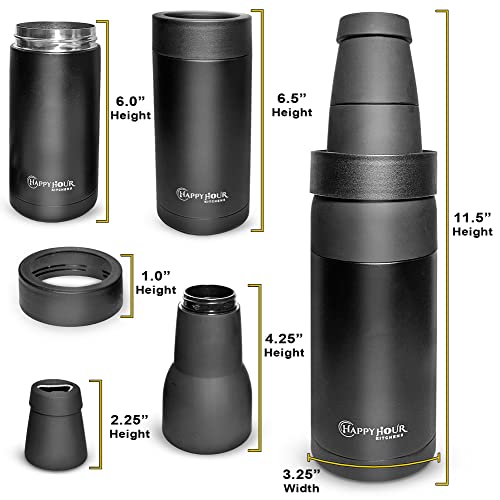 Beer Lovers Gifts Ideas Men and Women | 3-In-1 Bottle Cooler for Beer and Can with Opener | Double Walled Thermo Can Insulator to Keep Beverages Cold at BBQs or to Watch Sports 14oz - The Beer Connoisseur® Store