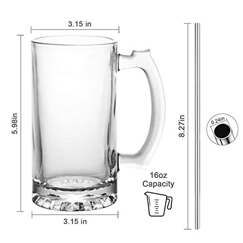 Beer Mugs Set,Glass Mugs With Handle 16oz,Large Beer Glasses For Freezer,Beer Cups Drinking Glasses 500ml,Pub Drinking Mugs Stein Water Cups For Bar,Alcohol,Beverages Set of 8 KTZB02… - The Beer Connoisseur® Store