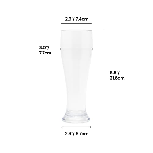 BELLAFORTE - Shatterproof Plastic Beer Glasses - 16oz, Set of 6, Atlas Cove Beer Glasses - Dishwasher Safe Plastic Beer Glasses - Unbreakable Glassware for Indoor and Outdoors - BPA free - The Beer Connoisseur® Store