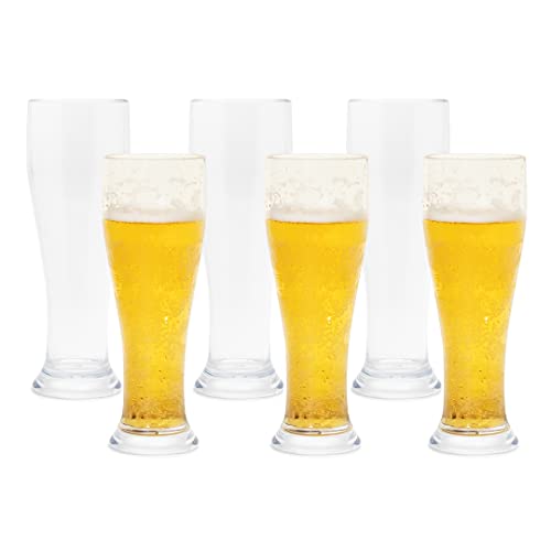BELLAFORTE - Shatterproof Plastic Beer Glasses - 16oz, Set of 6, Atlas Cove Beer Glasses - Dishwasher Safe Plastic Beer Glasses - Unbreakable Glassware for Indoor and Outdoors - BPA free - The Beer Connoisseur® Store