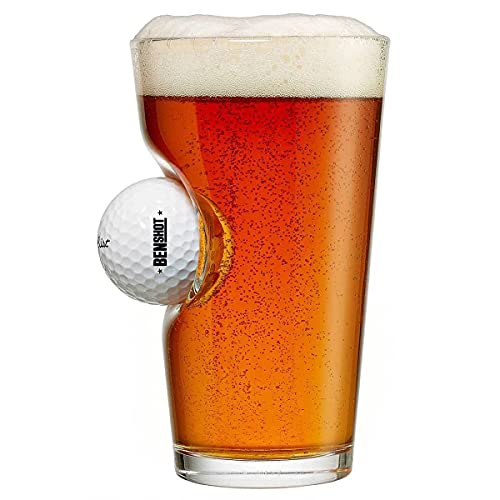 BenShot Pint Glass with Real Golf Ball - Made in the USA - The Beer Connoisseur® Store