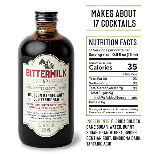 Bittermilk No.1 Bourbon Barrel Aged Old Fashioned Mix - All Natural Handcrafted Cocktail Mixer - Old Fashioned Syrup - More Complex than Bitters & Simple Syrup - The Beer Connoisseur® Store