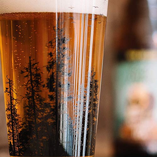 Black Lantern Pint Glasses – Handmade Craft Beer Glasses and Bar Glassware, All Purpose Drinking Glasses for the Kitchen and Bar, Pine Tree Forest Design, Set of 2 Craft Beer Glasses - The Beer Connoisseur® Store