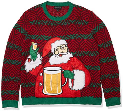 Blizzard Bay Men's Santa Beer Shots Sweater, red, Medium - The Beer Connoisseur® Store