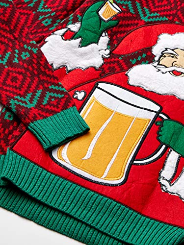 Blizzard Bay Men's Santa Beer Shots Sweater, red, Medium - The Beer Connoisseur® Store