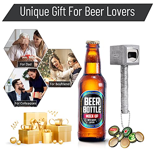 Bottle Opener - Lmaytech Upgraded Beer Opener Beer Bottle Opener with Magnet, Beer Gifts for Men, Husband, Dad, Boyfriend (Silver) - The Beer Connoisseur® Store