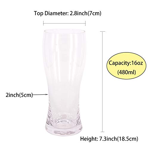 BPFY 16oz Beer Glasses Set of 6 Pilsner Beer Glass Craft Beer Glasses Beer Glassware Cup Bar Beer Glasses Pub Beer Glasses Classic Beer Glasses for Men - The Beer Connoisseur® Store