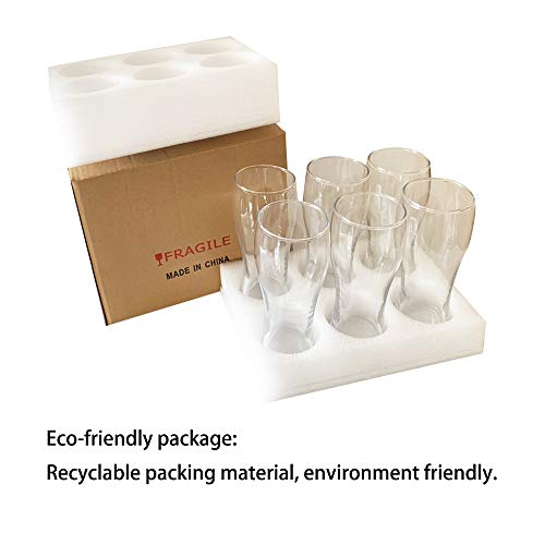 BPFY 16oz Beer Glasses Set of 6 Pilsner Beer Glass Craft Beer Glasses Beer Glassware Cup Bar Beer Glasses Pub Beer Glasses Classic Beer Glasses for Men - The Beer Connoisseur® Store