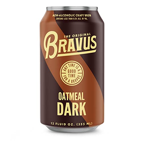 Bravus Non-Alcoholic Brew Oatmeal Dark - 12 Pack x 12 Fl Oz Cans - Low-Calorie, GABF Silver Medal Winner - The Beer Connoisseur® Store