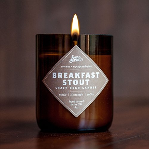 Breakfast Stout Brew Candle - Hand Poured in USA (Soy Wax) - Great Gift for Beer Lovers - for The Man Cave, Brewery, or Home (Made from Recycled Beer Bottles) - The Beer Connoisseur® Store