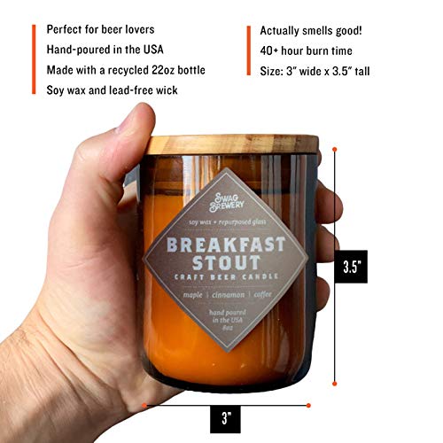 Breakfast Stout Brew Candle - Hand Poured in USA (Soy Wax) - Great Gift for Beer Lovers - for The Man Cave, Brewery, or Home (Made from Recycled Beer Bottles) - The Beer Connoisseur® Store