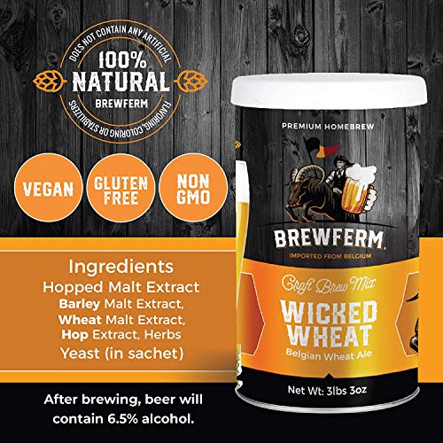 Brewferm Buckrider Belgian Homebrewing Premium Deluxe Brew Kit - Wicked Wheat Premium Deluxe Craft Brew Mix - No Boil - Makes 15 Liters/ 4 gallons - The Beer Connoisseur® Store