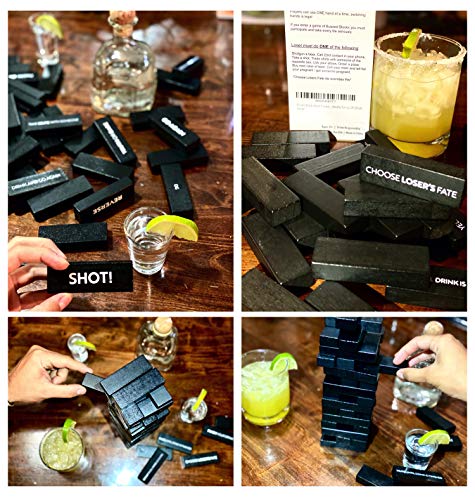 Buzzed Blocks Adult Drinking Game - 54 Blocks with Hilarious Drinking Commands and Games on 40 of Them | Perfect Pregame Party Starter | Entertaining Party Game for Adults | Novelty Funny Gift (Black) - The Beer Connoisseur® Store