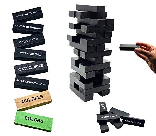 Buzzed Blocks Adult Drinking Game - 54 Blocks with Hilarious Drinking Commands and Games on 40 of Them | Perfect Pregame Party Starter | Entertaining Party Game for Adults | Novelty Funny Gift (Black) - The Beer Connoisseur® Store
