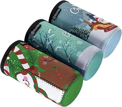 CaSZLUTION 3PCS Christmas Drink Can Sleeves Slim Beer Can Cooler Insulators Neoprene Slim Can Skin Covers 12OZ Beer Bottle Sleeves Holder Xmas Neoprene Can Coolier Sleeve - The Beer Connoisseur® Store
