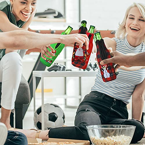 Christmas Beer Bottle Insulator Sleeve with Ring Zipper Neoprene Insulated Bottle Jackets Keep Warm and Cold Beer Bottle Sleeves with Stitched Fabric Edges for Party (Classic Pattern,8 Pieces) - The Beer Connoisseur® Store