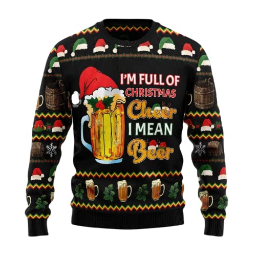 Christmas Beer Ugly Christmas Sweater For Men & Women, Beer Ugly Pattern Christmas Sweater, Funny Beer Ugly Crew Neck Christmas Sweater, Mystery Pattern Christmas Sweater For Adult - The Beer Connoisseur® Store