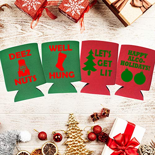 Christmas Coolies - Funny Holiday Can Cooler Pack of 4 - Alcohol Gift for Christmas Party, White Elephant, or Stocking Stuffer - The Beer Connoisseur® Store