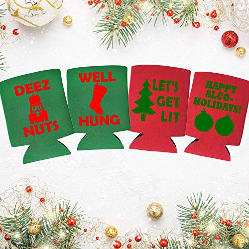 Christmas Coolies - Funny Holiday Can Cooler Pack of 4 - Alcohol Gift for Christmas Party, White Elephant, or Stocking Stuffer - The Beer Connoisseur® Store