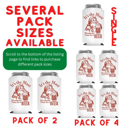 Christmas Stocking Stuffer for Men Santa Beer Can Cooler Party Favor Gift (4 Can Coolers) - The Beer Connoisseur® Store