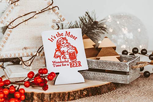 Christmas Stocking Stuffer for Men Santa Beer Can Cooler Party Favor Gift (Its The Most Wonderful Time) - The Beer Connoisseur® Store