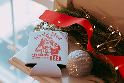 Christmas Stocking Stuffer for Men Santa Beer Can Cooler Party Favor Gift (Its The Most Wonderful Time) - The Beer Connoisseur® Store