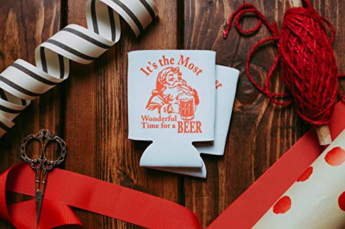 Christmas Stocking Stuffer for Men Santa Beer Can Cooler Party Favor Gift (Its The Most Wonderful Time) - The Beer Connoisseur® Store