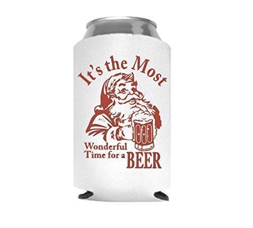 Christmas Stocking Stuffer for Men Santa Beer Can Cooler Party Favor Gift (Its The Most Wonderful Time) - The Beer Connoisseur® Store