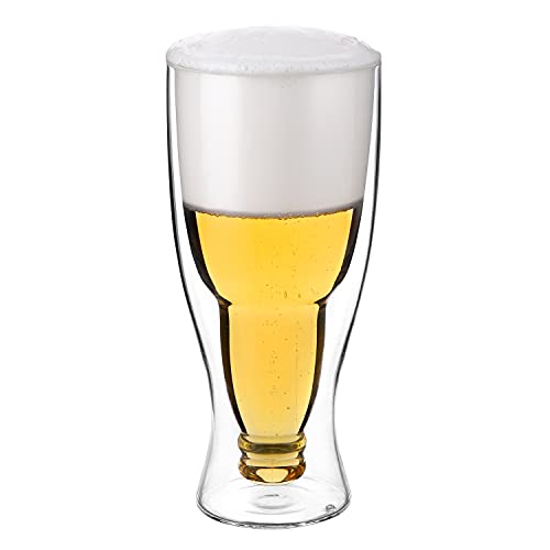 CnGlass Beer Glasses 13.5OZ,Double Wall Insulated Upside Down Glass,Set of 1,Beer Glassware - The Beer Connoisseur® Store