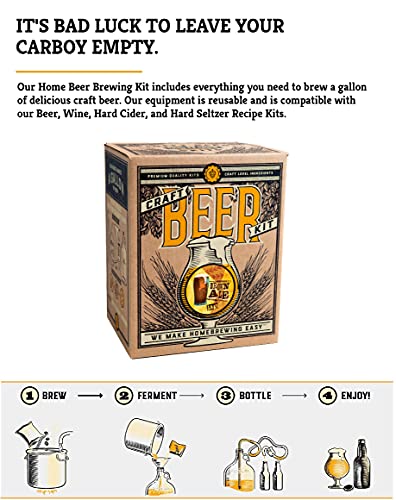 Craft A Brew - Brown Ale - Beer Making Kit - Make Your Own Craft Beer - Complete Equipment and Supplies - Starter Home Brewing Kit - 1 Gallon - The Beer Connoisseur® Store