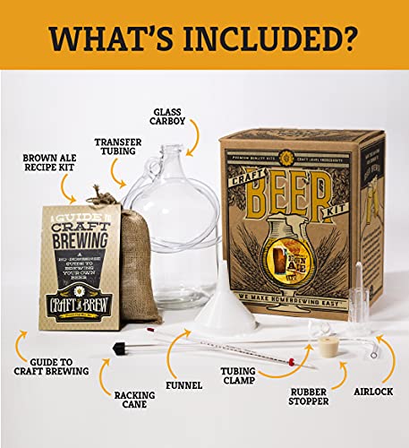 Craft A Brew - Brown Ale - Beer Making Kit - Make Your Own Craft Beer - Complete Equipment and Supplies - Starter Home Brewing Kit - 1 Gallon - The Beer Connoisseur® Store
