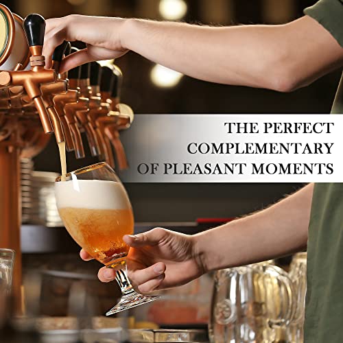 Craft Beer Glasses Set of 6, Belgian Style Stemmed Tulip Classics, IPA Beer Tasting Glassware,13 1/2 oz - The Beer Connoisseur® Store