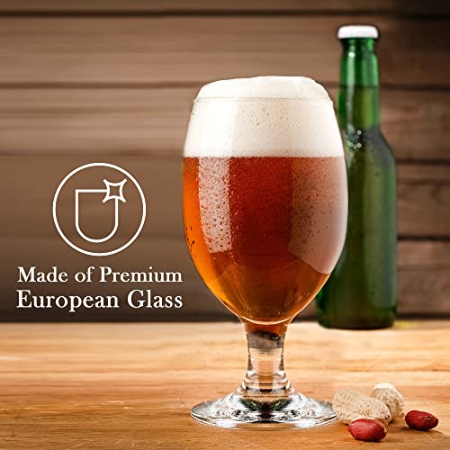 Craft Beer Glasses Set of 6, Belgian Style Stemmed Tulip Classics, IPA Beer Tasting Glassware,13 1/2 oz - The Beer Connoisseur® Store