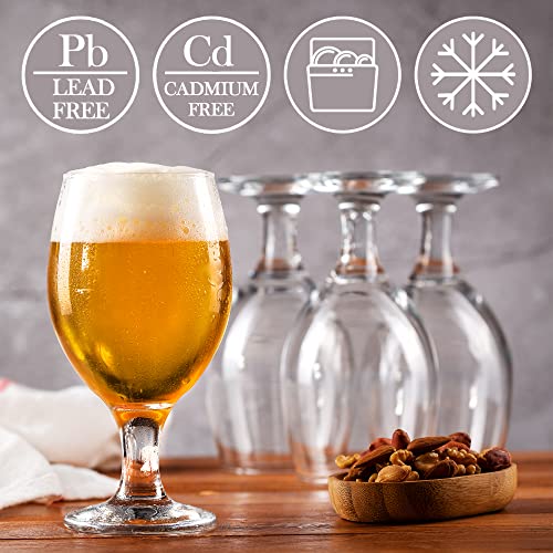 Craft Beer Glasses Set of 6, Belgian Style Stemmed Tulip Classics, IPA Beer Tasting Glassware,13 1/2 oz - The Beer Connoisseur® Store