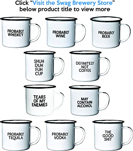 DEFINITELY NOT COFFEE | Enamel"Coffee" Mug | Funny Gift for Vodka, Gin, Bourbon, Wine and Beer Lovers | Great Office or Camping Cup for Dads, Moms, Campers, Tailgaters, Drinkers, and Travelers - The Beer Connoisseur® Store