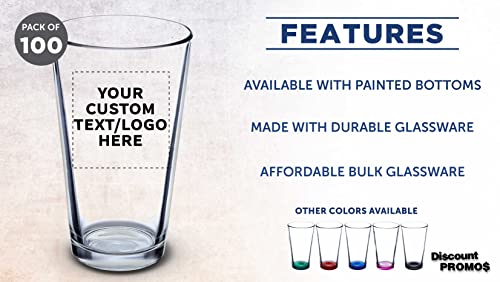 DISCOUNT PROMOS Beer Pint Glasses 16 Ounce Set of 100, Bulk Heavy Duty Glassware for Restaurant, Bar, Clear - The Beer Connoisseur® Store