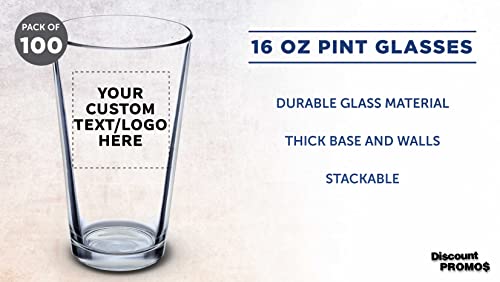 DISCOUNT PROMOS Beer Pint Glasses 16 Ounce Set of 100, Bulk Heavy Duty Glassware for Restaurant, Bar, Clear - The Beer Connoisseur® Store
