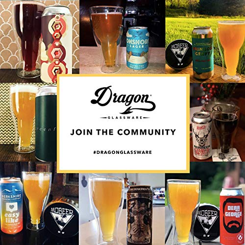 Dragon Glassware Beer Glass, Clear Double Wall Insulated Pub Mug, Upside Down Design, Holds One Full Beer Bottle, Freezable Glass for Beer Lovers, 13.5 oz Capacity, 1 Glass - The Beer Connoisseur® Store