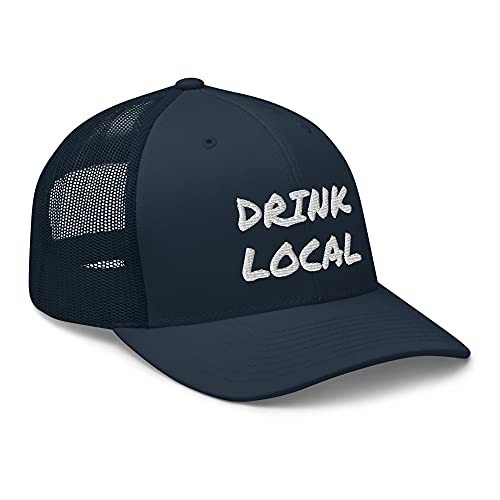 Drink Local - Trucker Beer Cap, Drink Local Beer hat, Trucker, Classic Trucker Beer hat Navy One Size - The Beer Connoisseur® Store
