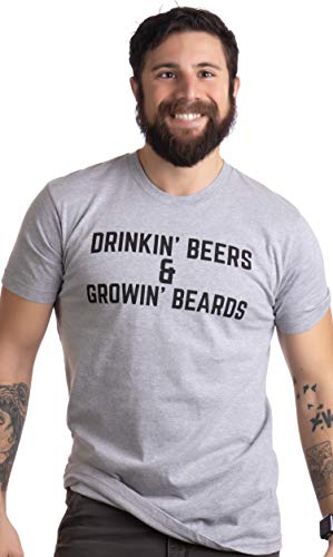 Drinkin' Beers & Growing Beards | Funny Drinking Buddies Beer Games Party T-Shirt-(Adult,L) Sport Grey - The Beer Connoisseur® Store