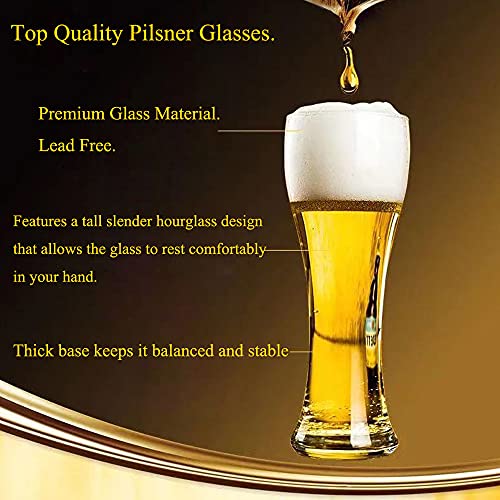 Ecentaur Pilsner Beer Glasses Steins Pint Glass Beer Mug for Drinking Classics Beer Cup Tumblers Pub Drinkware Bar Glassware Set of 6 - The Beer Connoisseur® Store