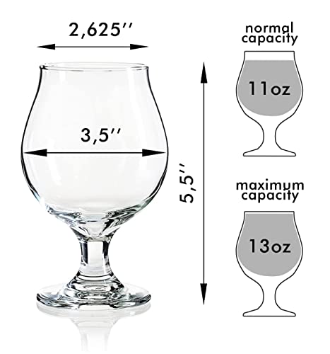 ECODESIGN-US 2 Beer Glasses Belgian Style Stemmed Tulip - 13 oz Lambic Ale Dark Beer Glass - set of 2 w/coasters - Classic Premium Glassware - Birthday Housewarming Bachelor party gift for men idea - The Beer Connoisseur® Store