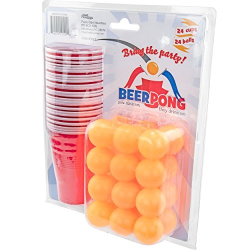 Fairly Odd Novelties Beer Pong Set, 24 Red Cups and Ping Pong Balls. - The Beer Connoisseur® Store