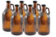 FastRack 64 oz Growler, 1/2 Gallon Glass Beer Growler, Half Gallon Glass Jug, Amber Growlers for Beer, 1/2 Gallon Glass Jug, Set of 6, Comes with 6 Poly Seal Caps - The Beer Connoisseur® Store