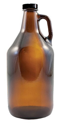 FastRack 64 oz Growler, 1/2 Gallon Glass Beer Growler, Half Gallon Glass Jug, Amber Growlers for Beer, 1/2 Gallon Glass Jug, Set of 6, Comes with 6 Poly Seal Caps - The Beer Connoisseur® Store