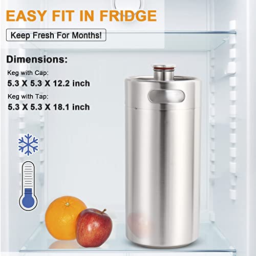 FERRODAY SS304 128oz Mini Keg Growler Beer Keg Draft Beer Dispenser Pressurized Growler for Beer Mini Keg 60 psi Co2 Regulator Beer Faucet Keg Kit Keeps Beer Fresh Portable Mini Keg Beer Co2 Growler - The Beer Connoisseur® Store