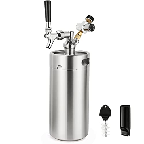FERRODAY SS304 128oz Mini Keg Growler Beer Keg Draft Beer Dispenser Pressurized Growler for Beer Mini Keg 60 psi Co2 Regulator Beer Faucet Keg Kit Keeps Beer Fresh Portable Mini Keg Beer Co2 Growler - The Beer Connoisseur® Store