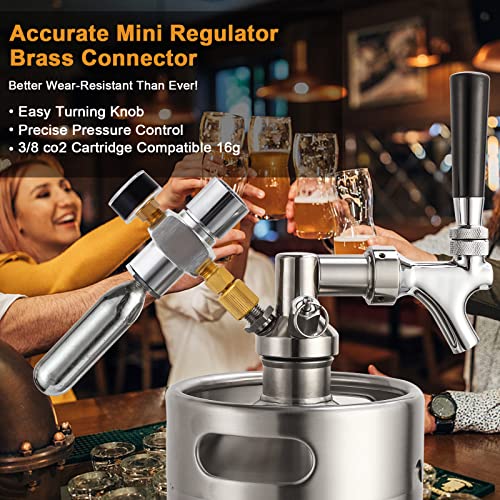 FERRODAY SS304 128oz Mini Keg Growler Beer Keg Draft Beer Dispenser Pressurized Growler for Beer Mini Keg 60 psi Co2 Regulator Beer Faucet Keg Kit Keeps Beer Fresh Portable Mini Keg Beer Co2 Growler - The Beer Connoisseur® Store